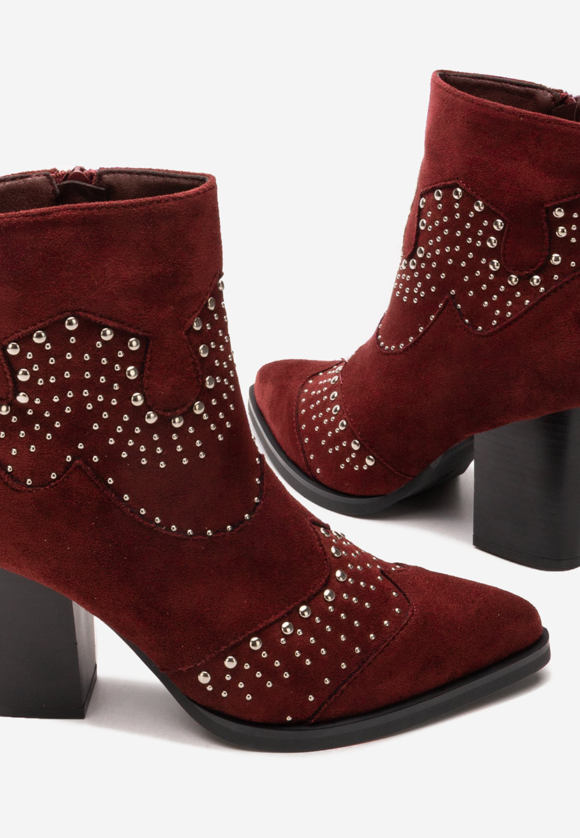 Botine cu toc gros Aladra grena