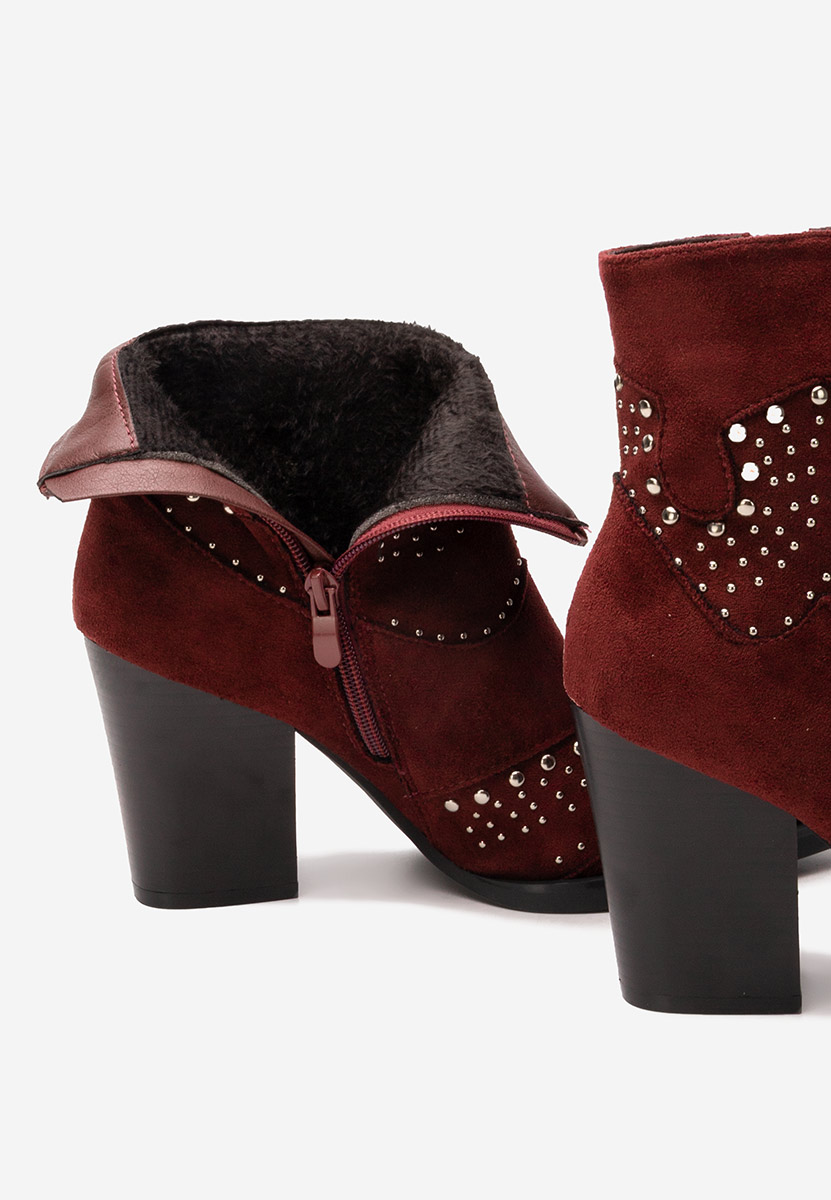 Botine cu toc gros Aladra grena