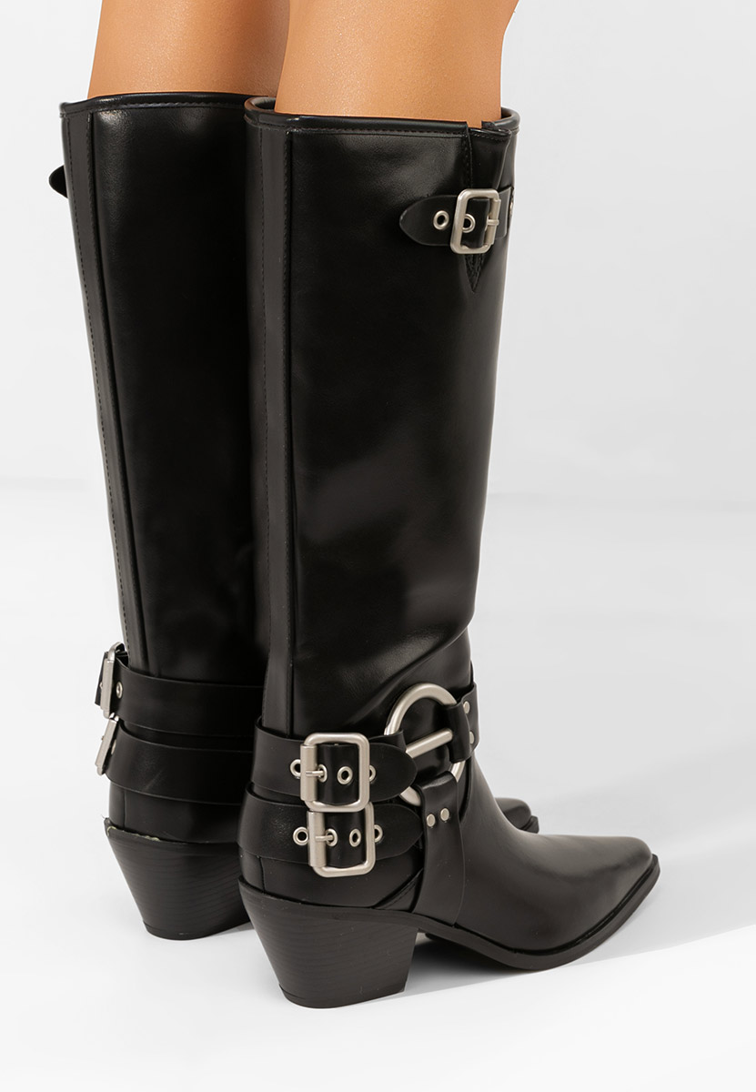 Cizme cu toc gros Laoise V2 negre