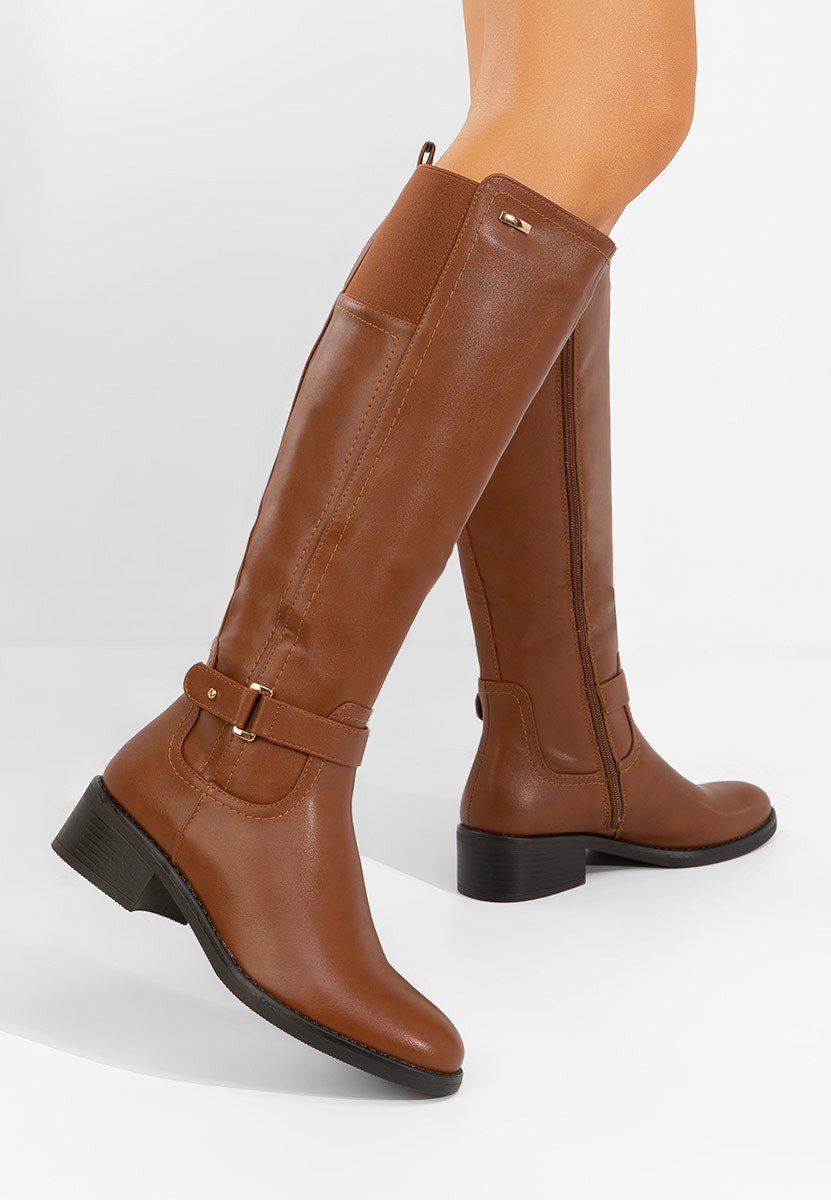 Cizme cu toc mic Eveline camel