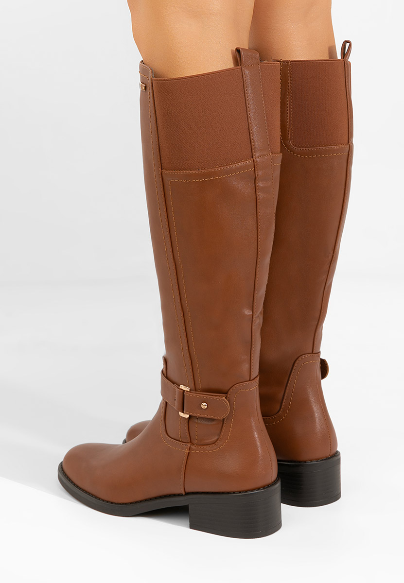 Cizme cu toc mic Eveline camel