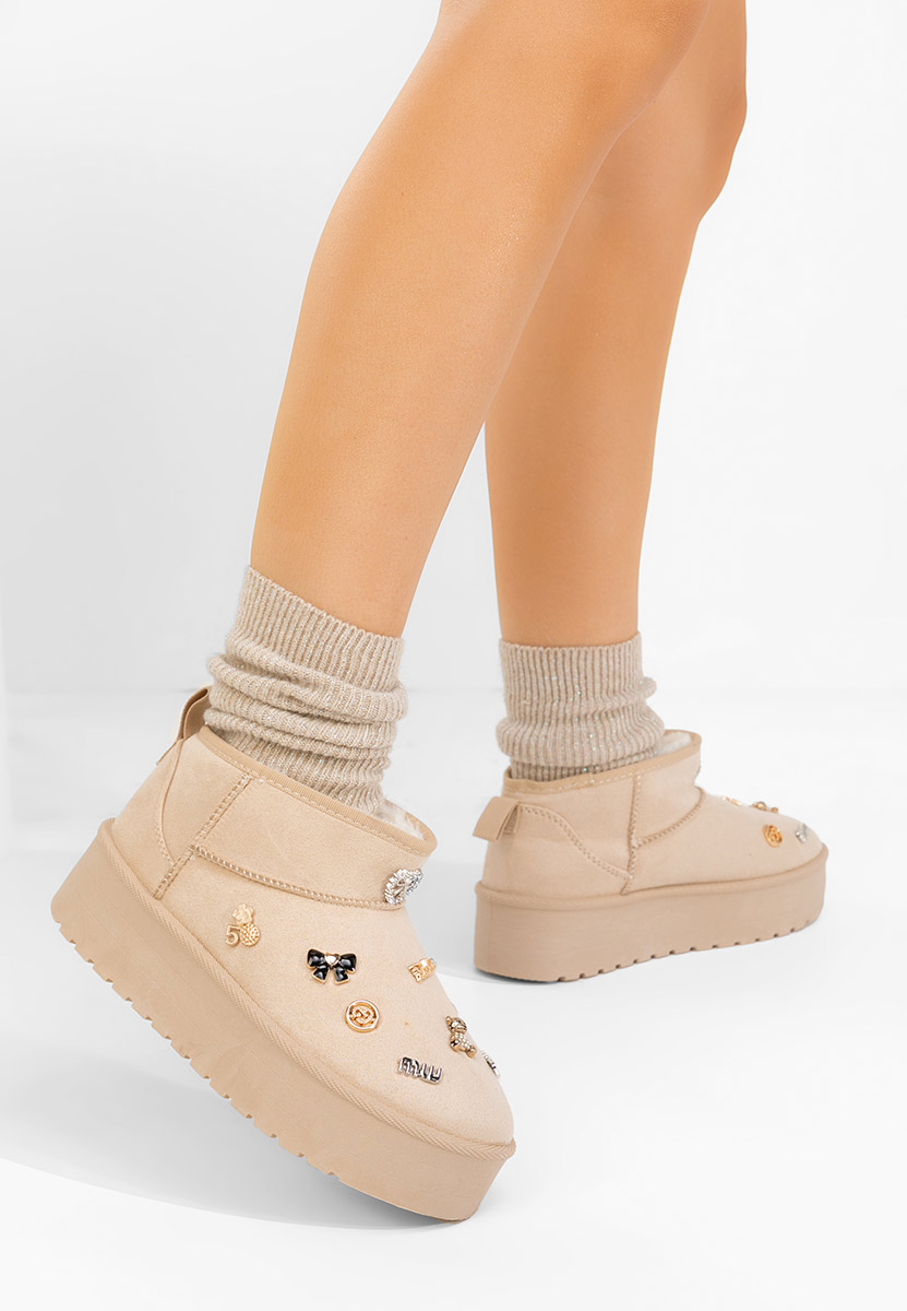 Cizme tip ugg cu platformă Celinea bej