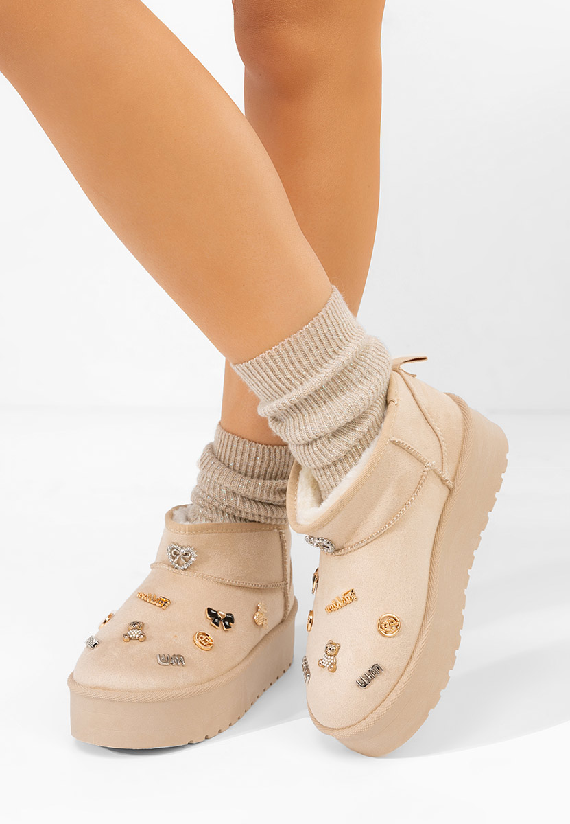 Cizme tip ugg cu platformă Celinea bej