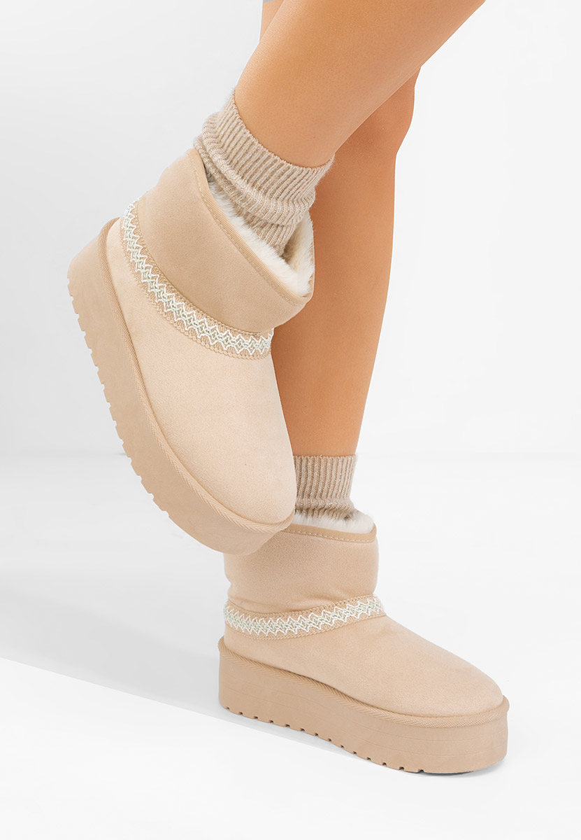 Cizme tip ugg cu platformă Orelis bej