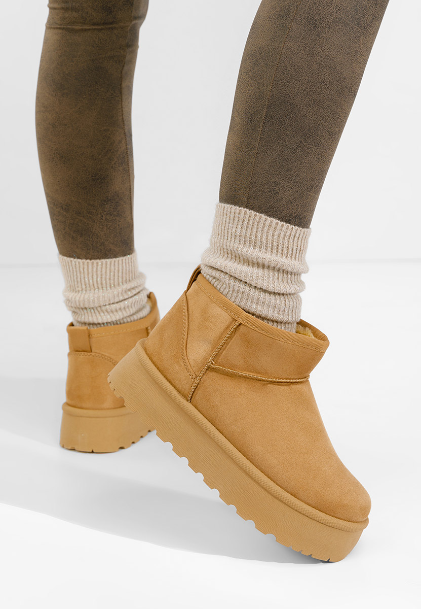 Cizme tip ugg cu platformă Zelira camel