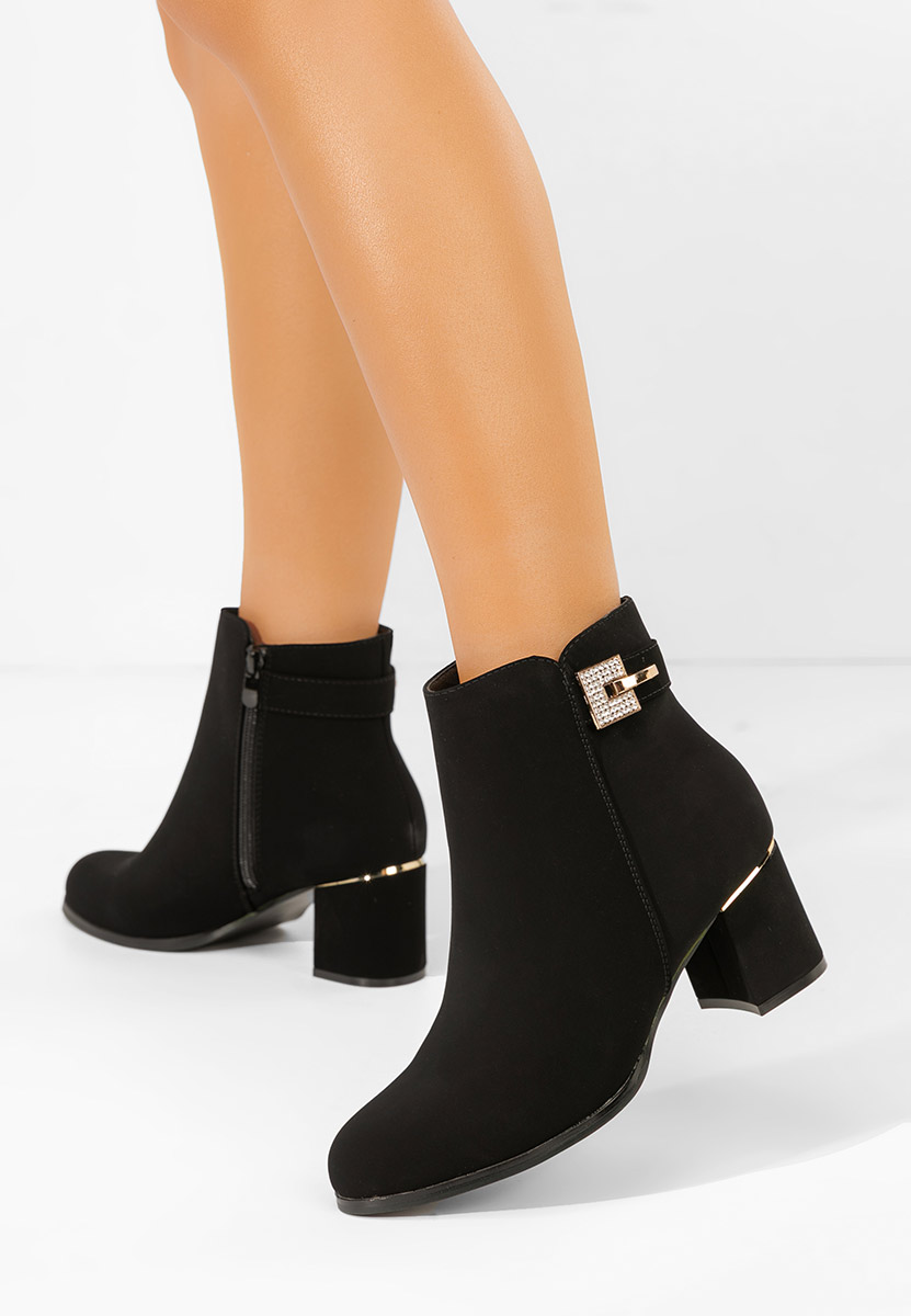 Botine cu toc Veliora negre