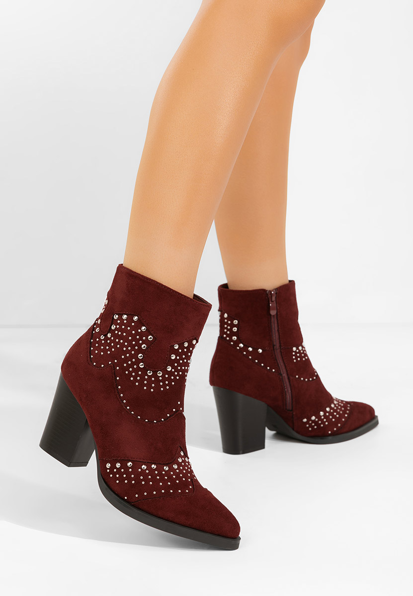 Botine cu toc gros Aladra grena