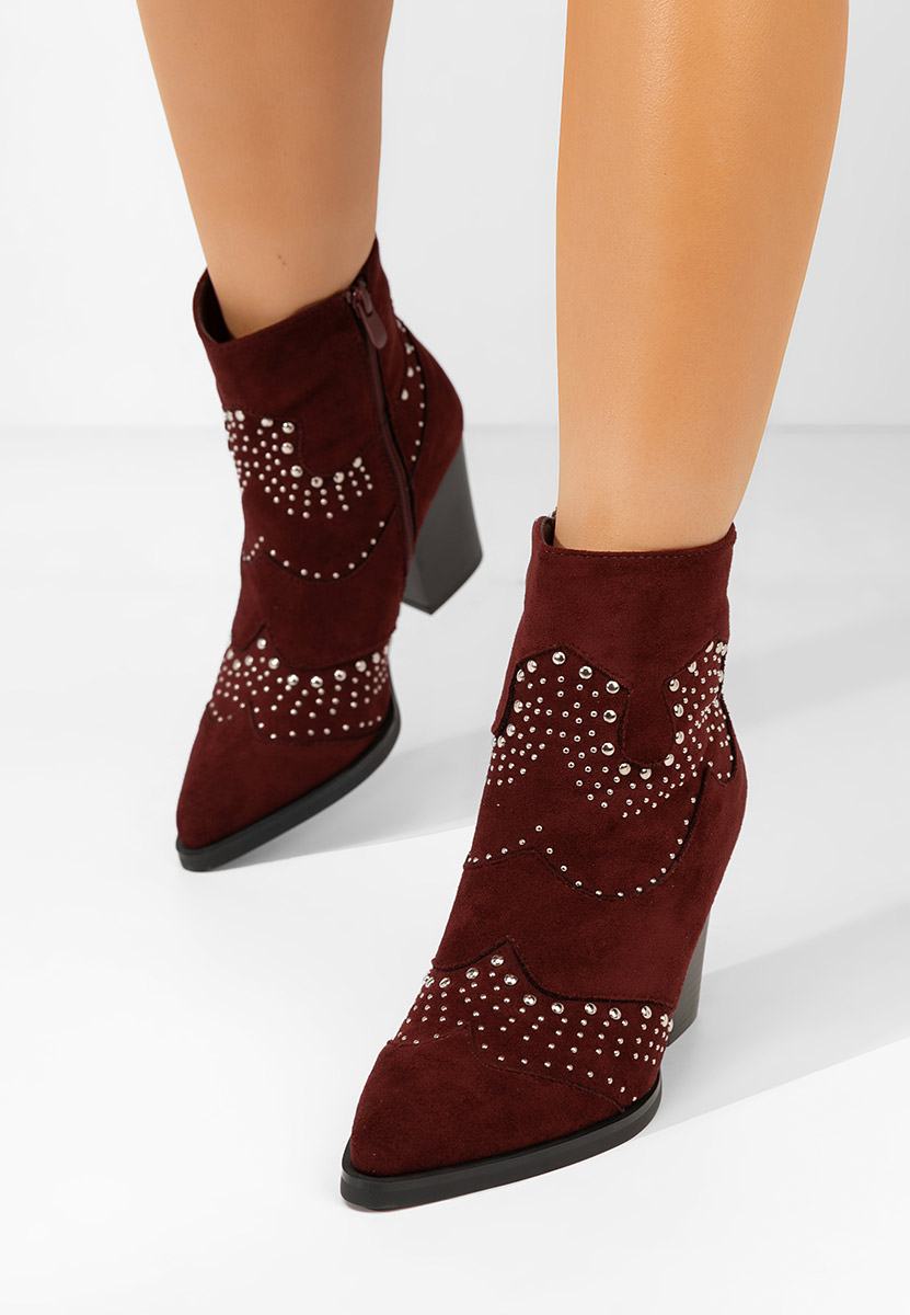 Botine cu toc gros Aladra grena