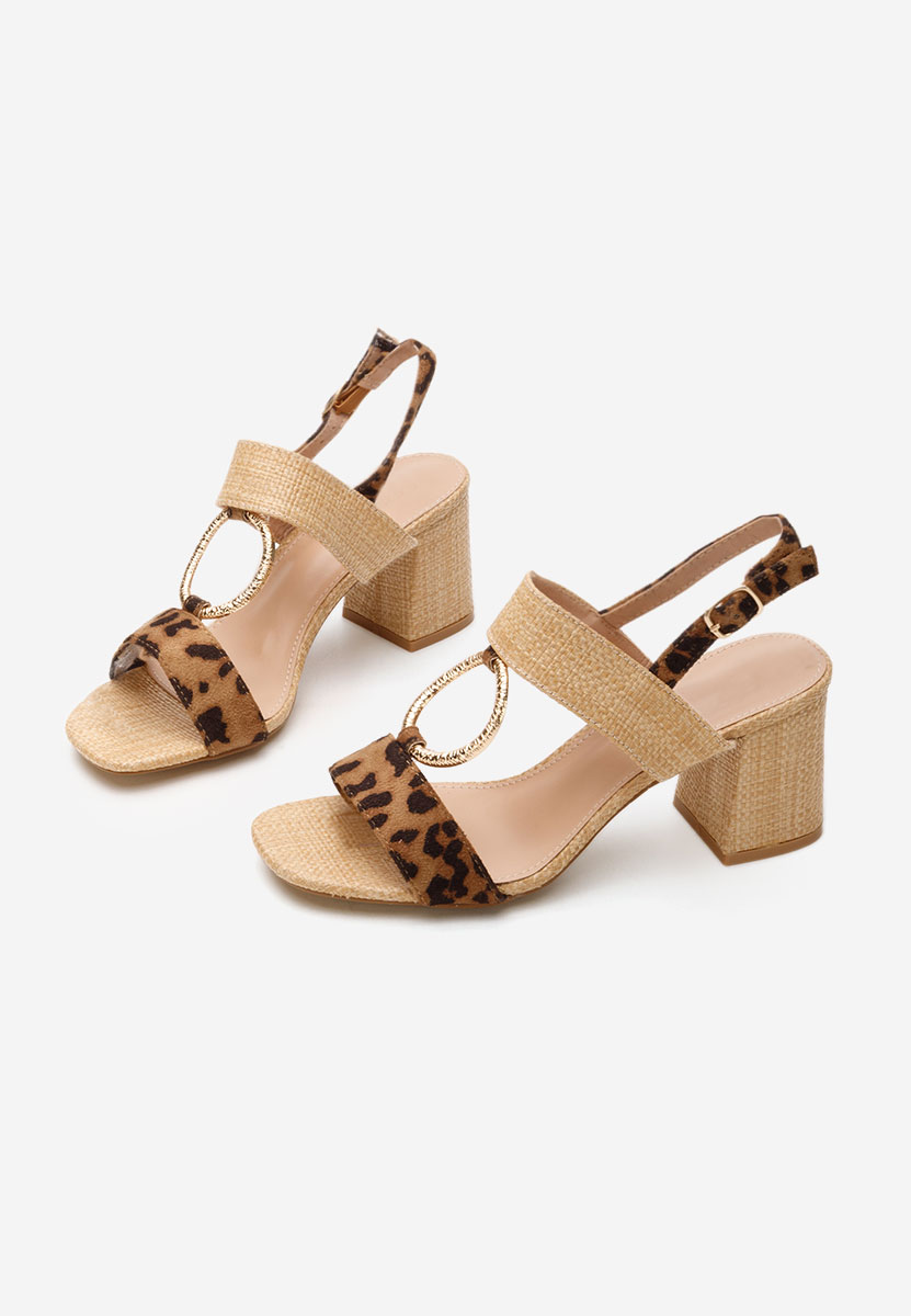 Sandale cu toc gros Annyta leopard