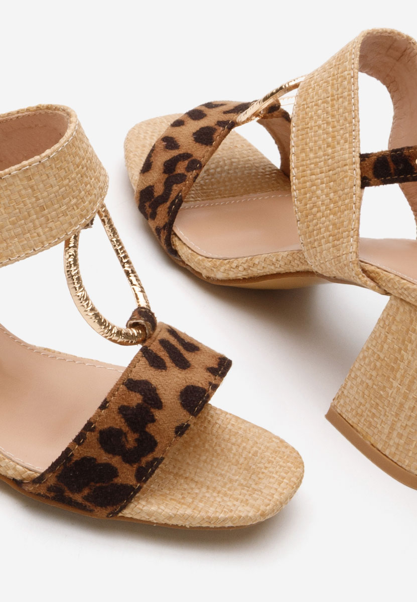 Sandale cu toc gros Annyta leopard