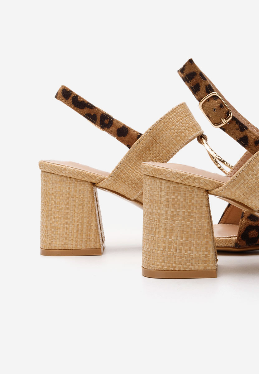 Sandale cu toc gros Annyta leopard