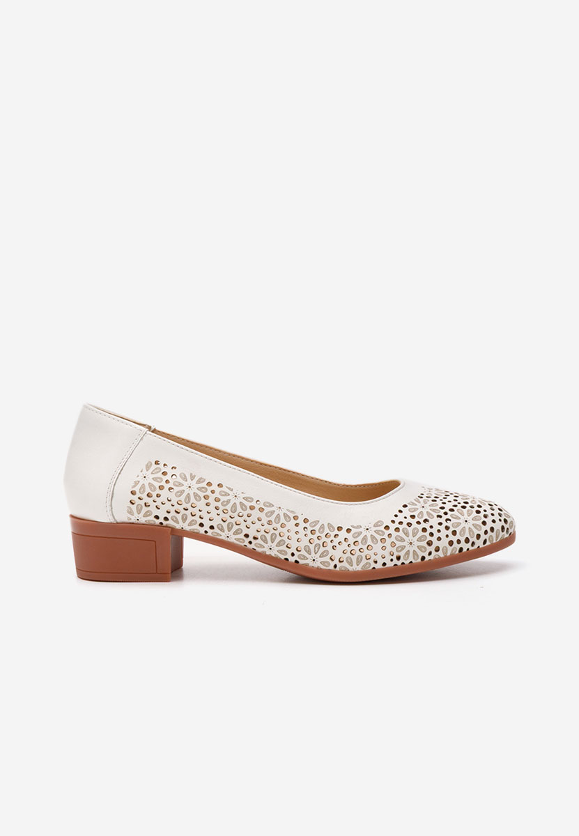 Pantofi cu toc mic Admire albi