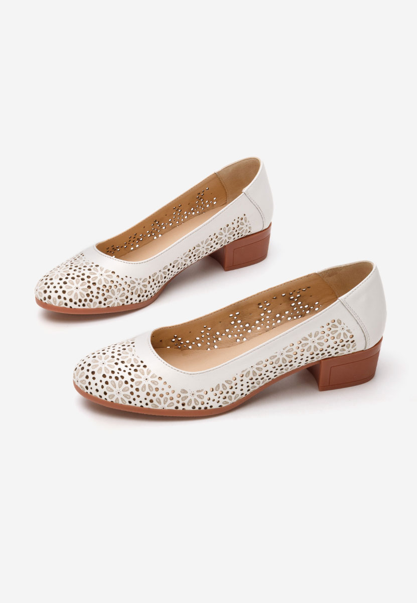 Pantofi cu toc mic Admire albi