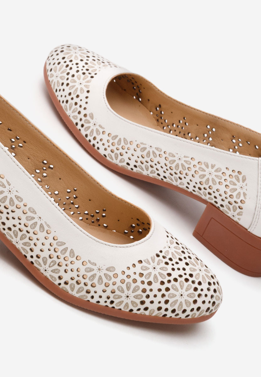 Pantofi cu toc mic Admire albi