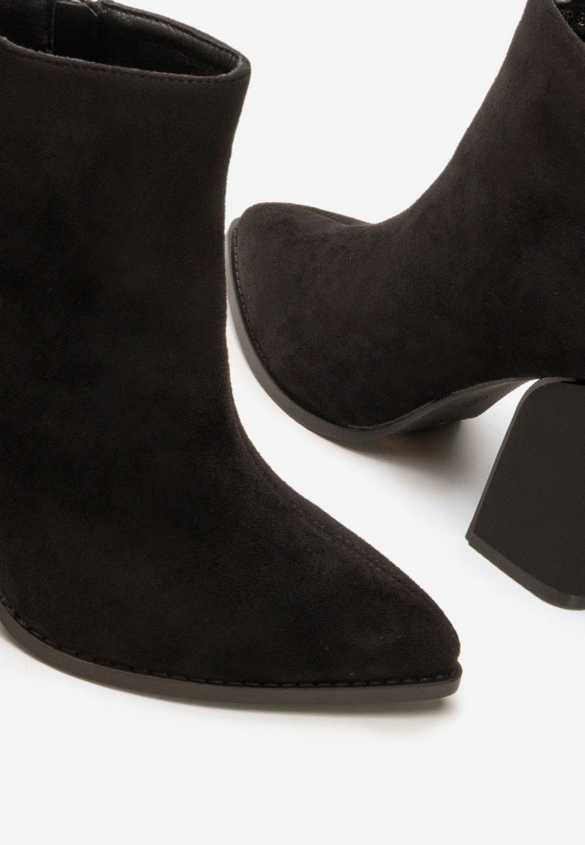 Botine cu toc gros Savrina negre