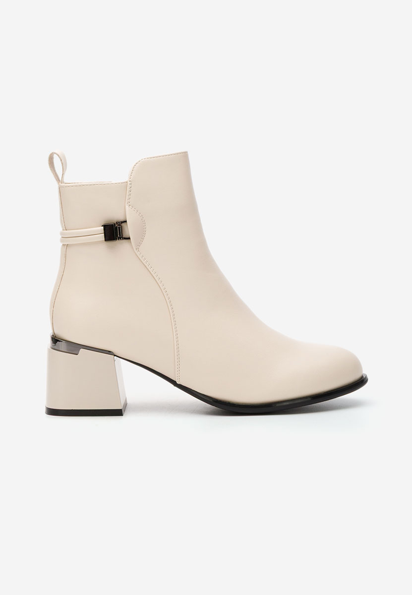 Botine cu toc gros bej
