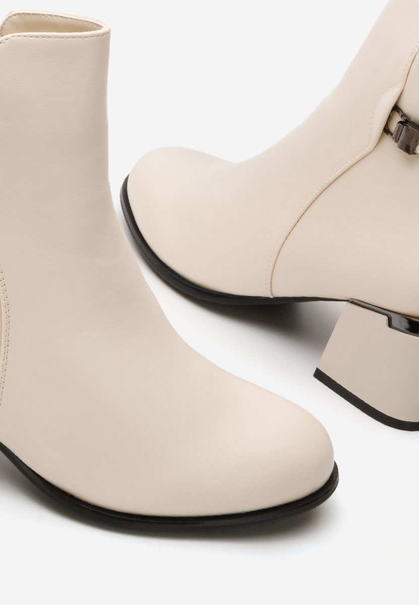 Botine cu toc gros bej