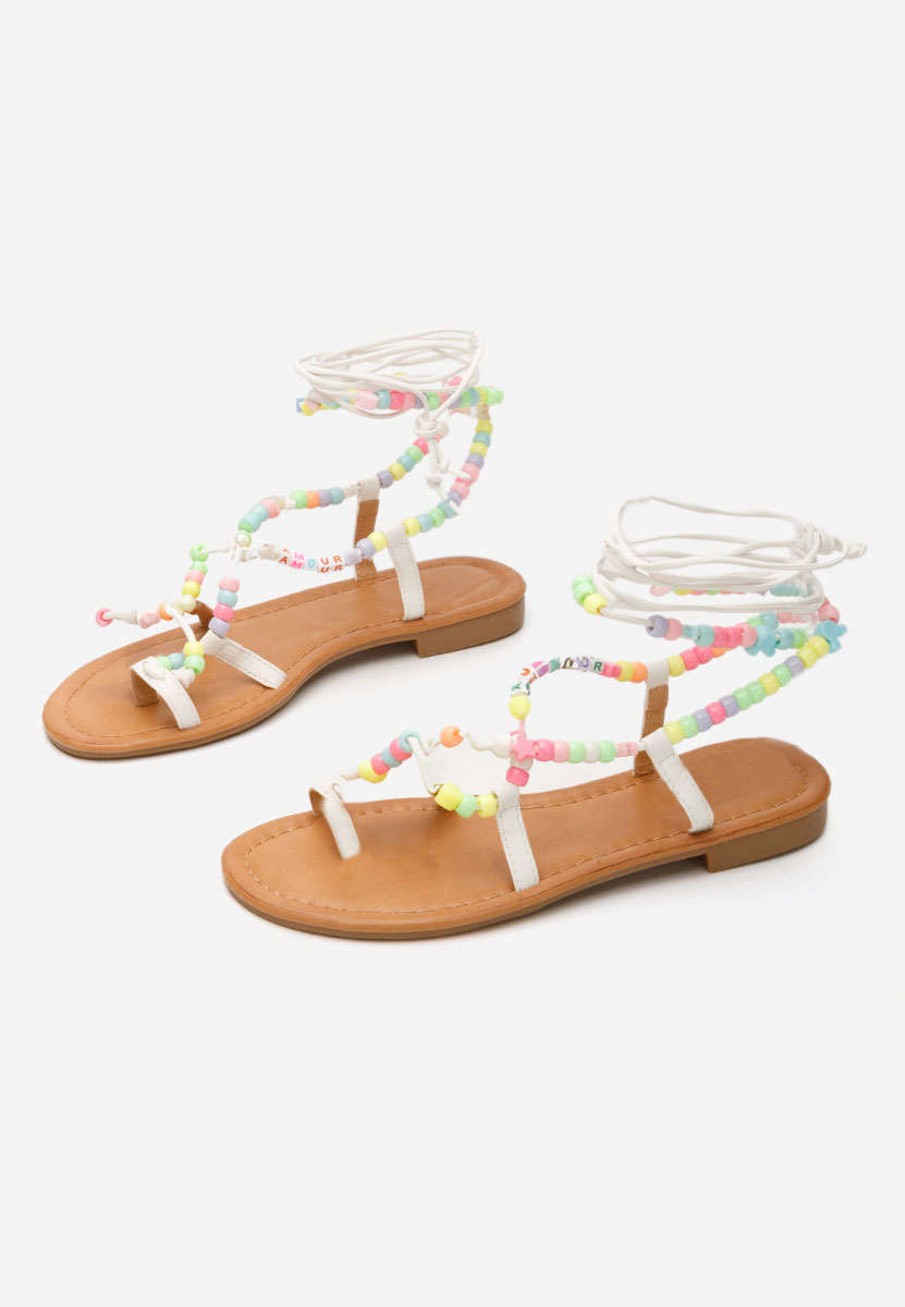 Sandale gladiator Bertha albe