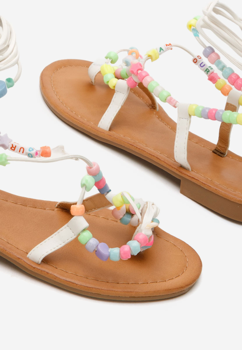 Sandale gladiator Bertha albe