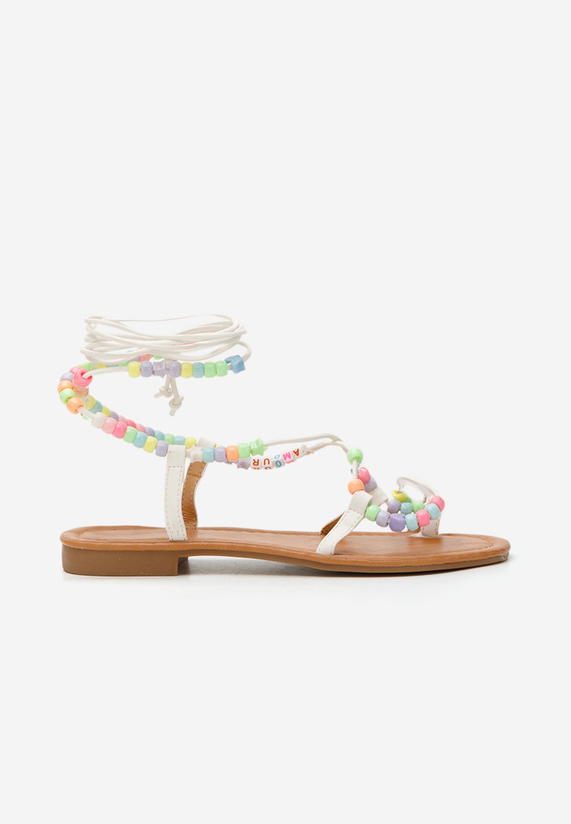 Sandale gladiator Bertha albe