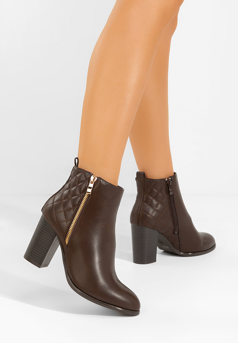 Botine cu toc Lumila maro