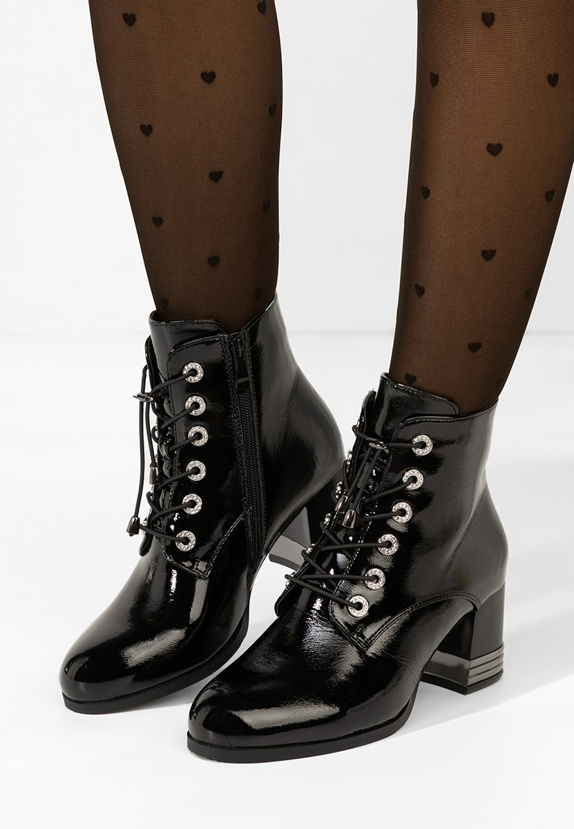 Botine cu toc gros Takina negre