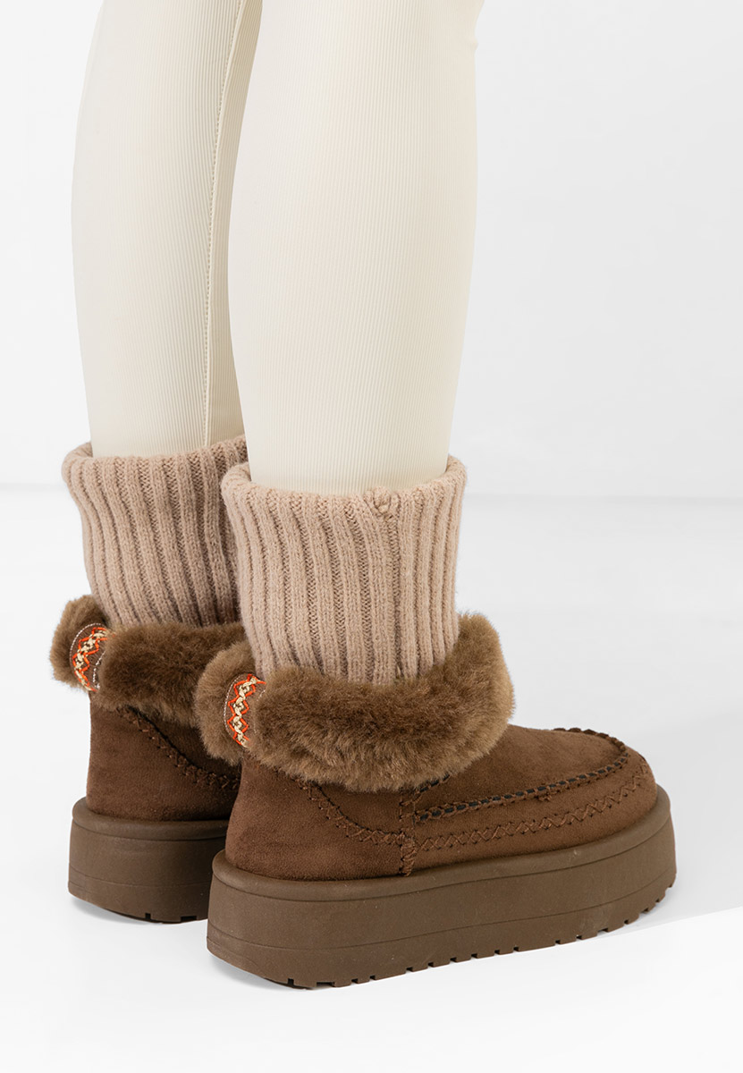 Cizme tip ugg Sarida maro