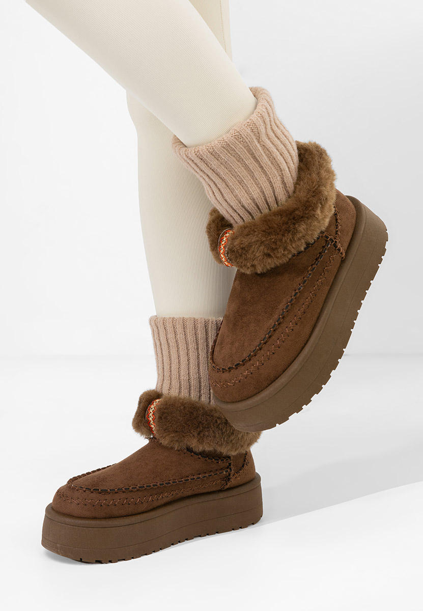 Cizme tip ugg Sarida maro
