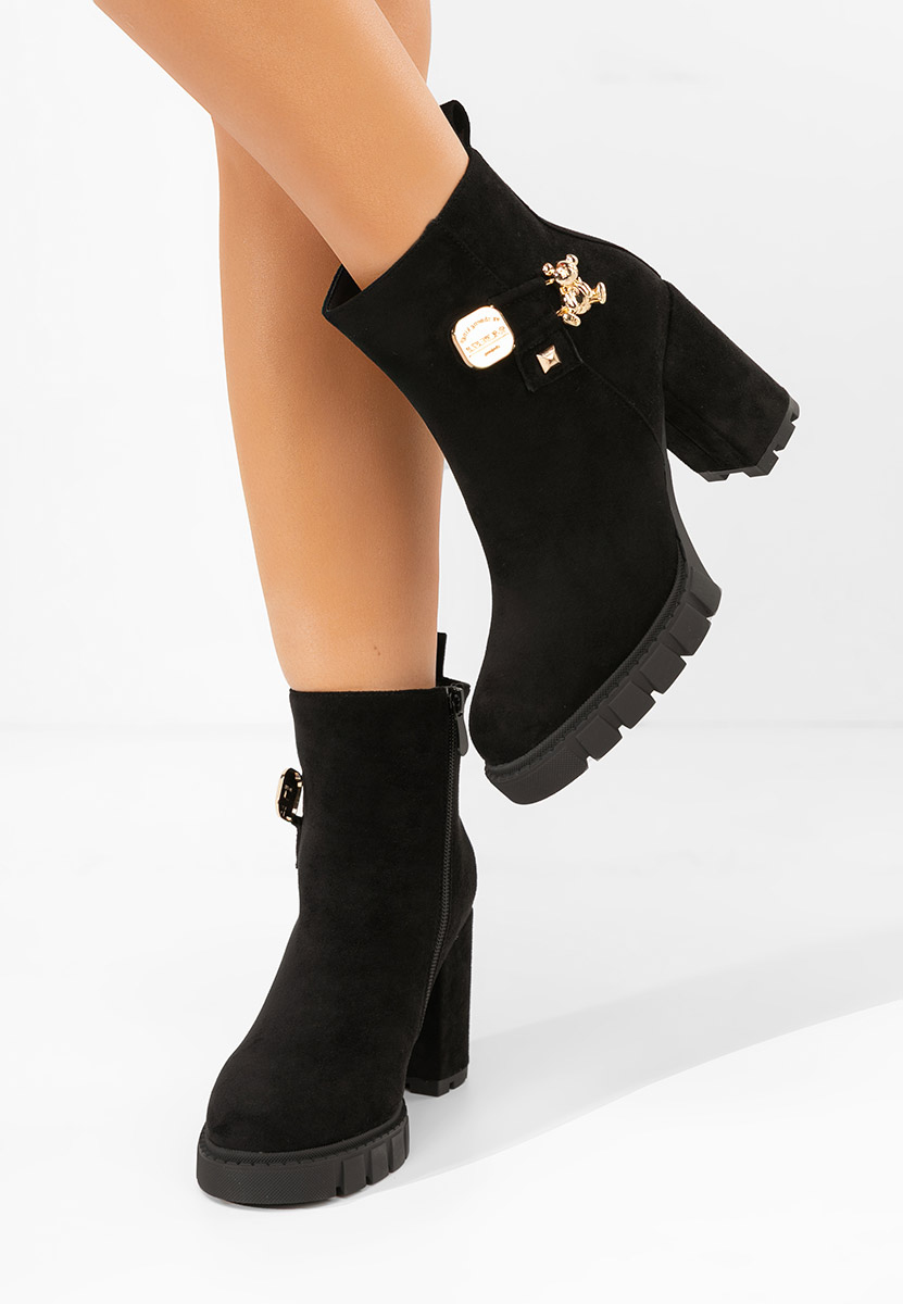 Botine cu toc gros Karrena negre
