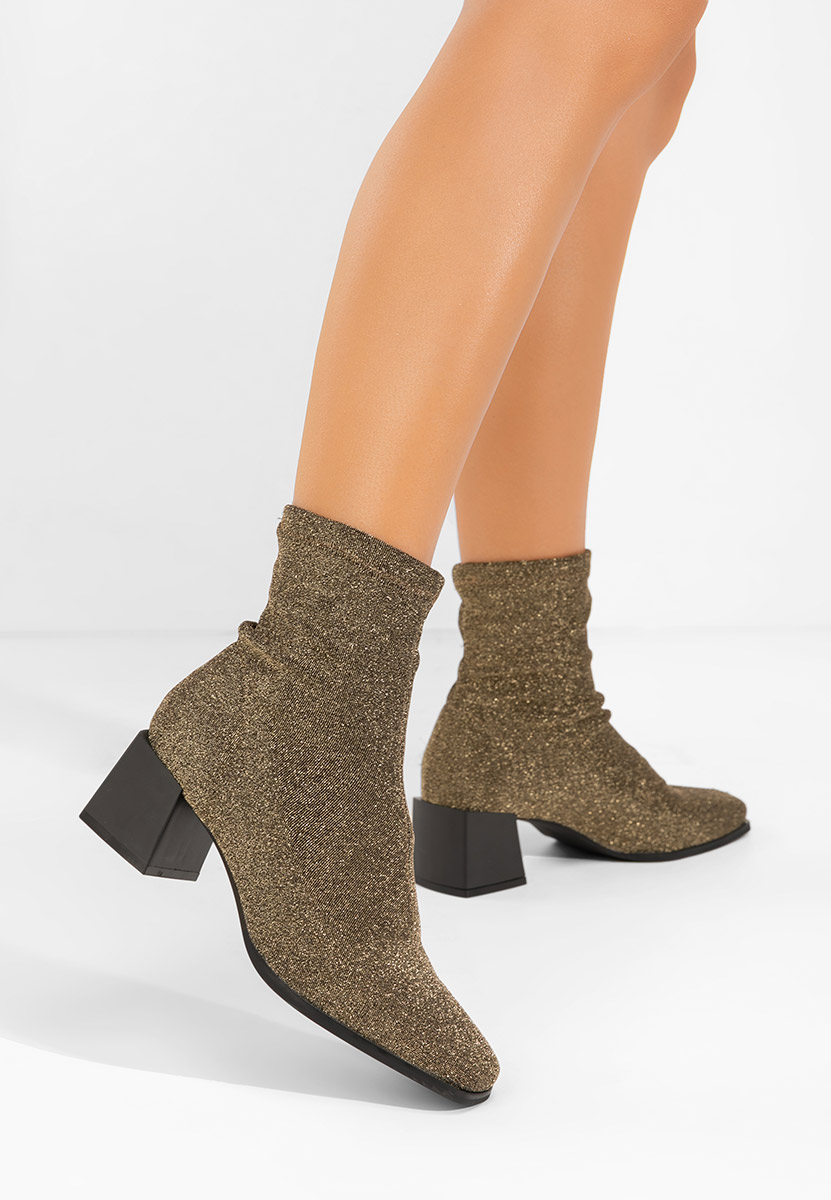 Botine cu toc gros Denonia V2 aurii