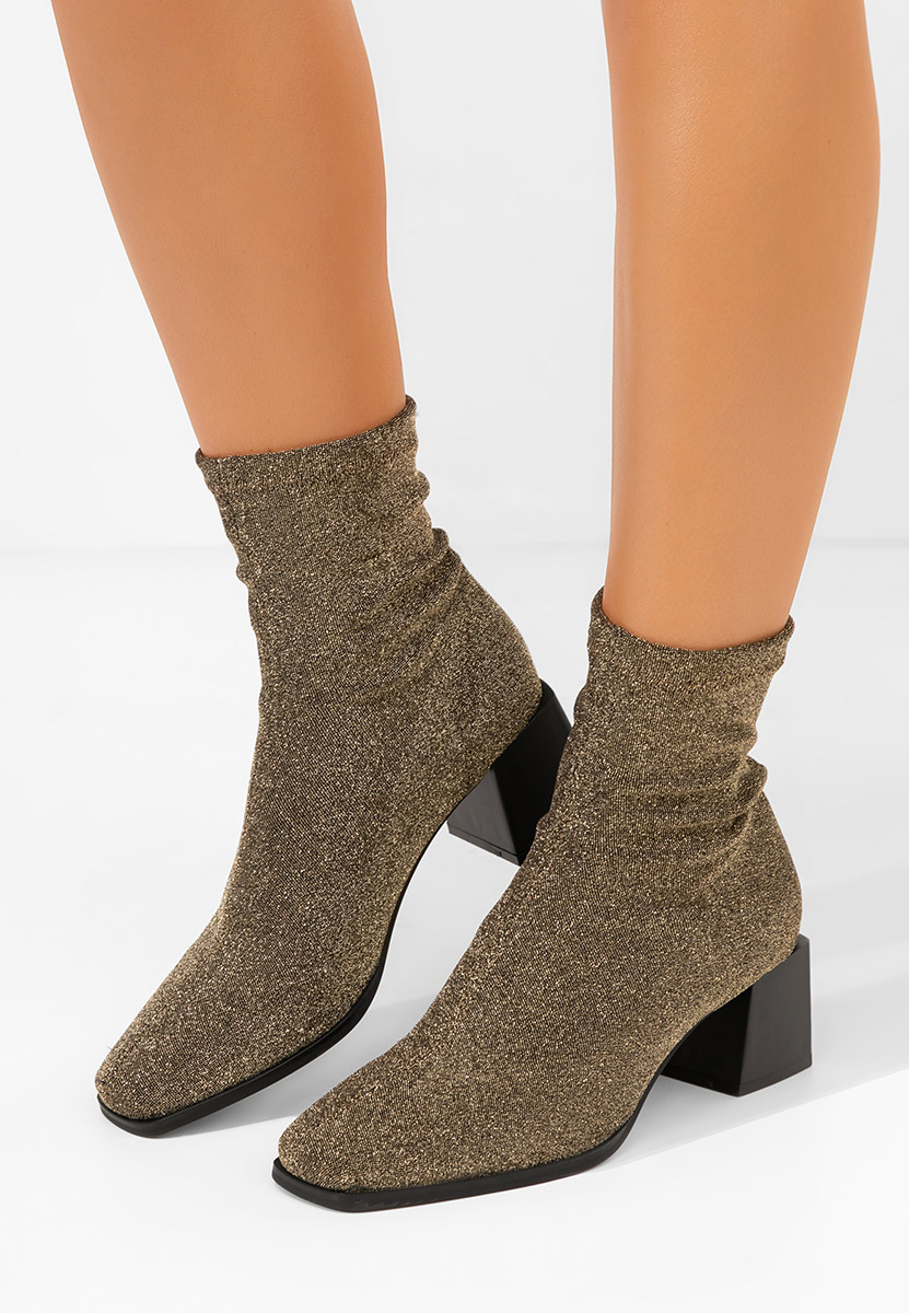 Botine cu toc gros Denonia V2 aurii
