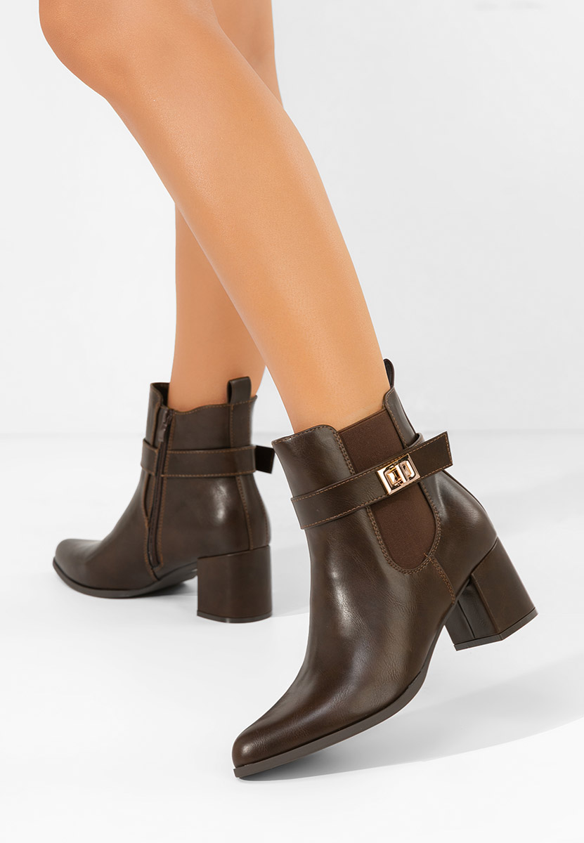 Botine cu toc gros Nedaria maro