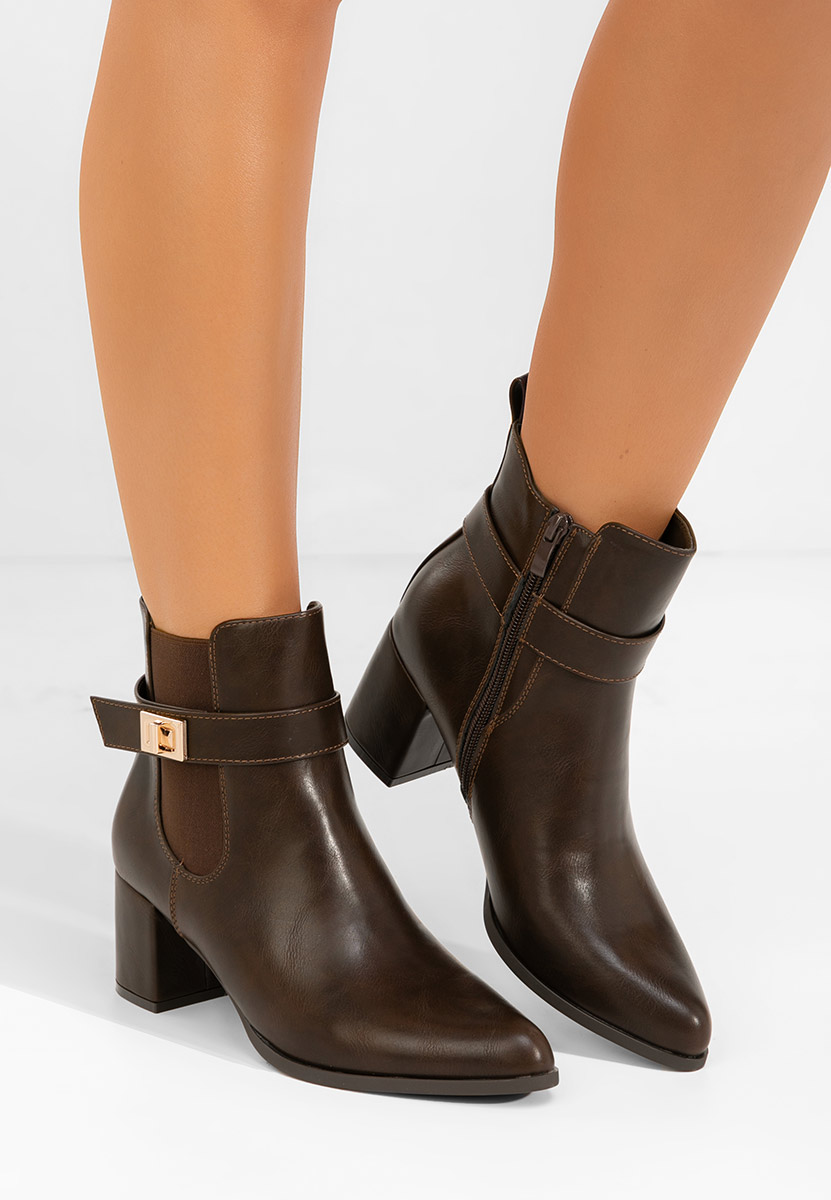 Botine cu toc gros Nedaria maro