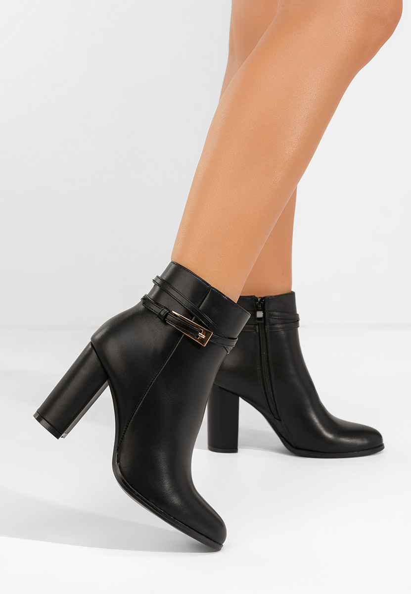 Botine cu toc gros Vanisia negre