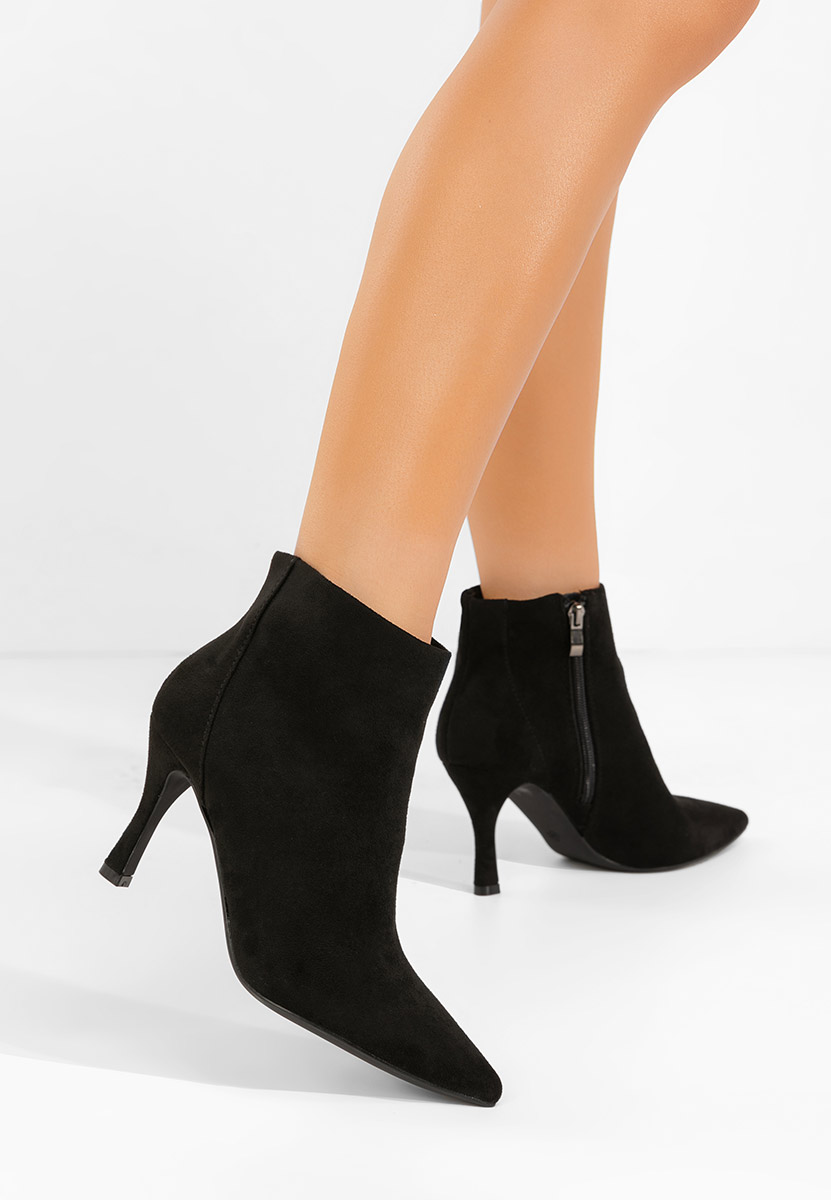 Botine cu toc subtire Jinna negre