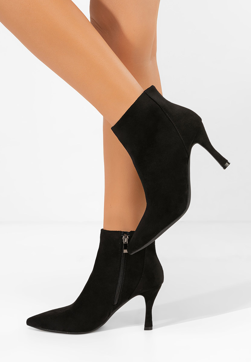 Botine cu toc subtire Jinna negre