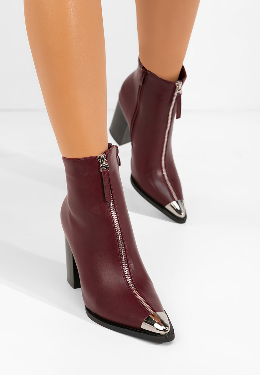 Botine cu toc gros Penia grena
