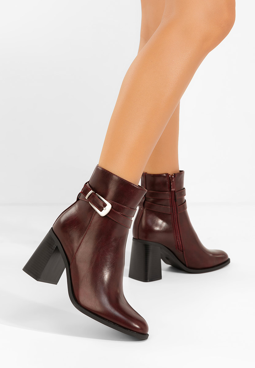 Botine cu toc gros Reica grena