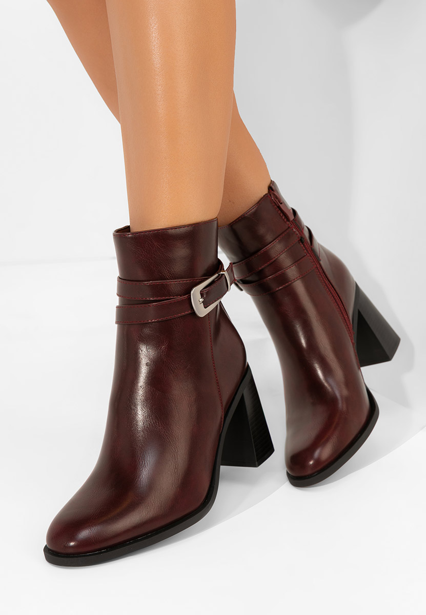 Botine cu toc gros Reica grena