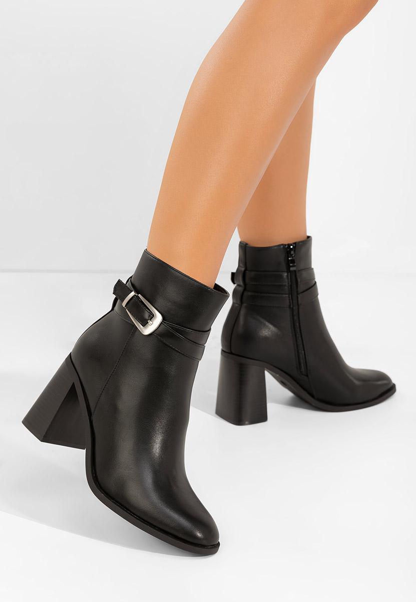 Botine cu toc gros Reica negri