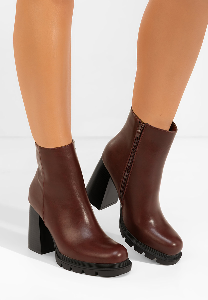 Botine cu toc gros Neolia grena