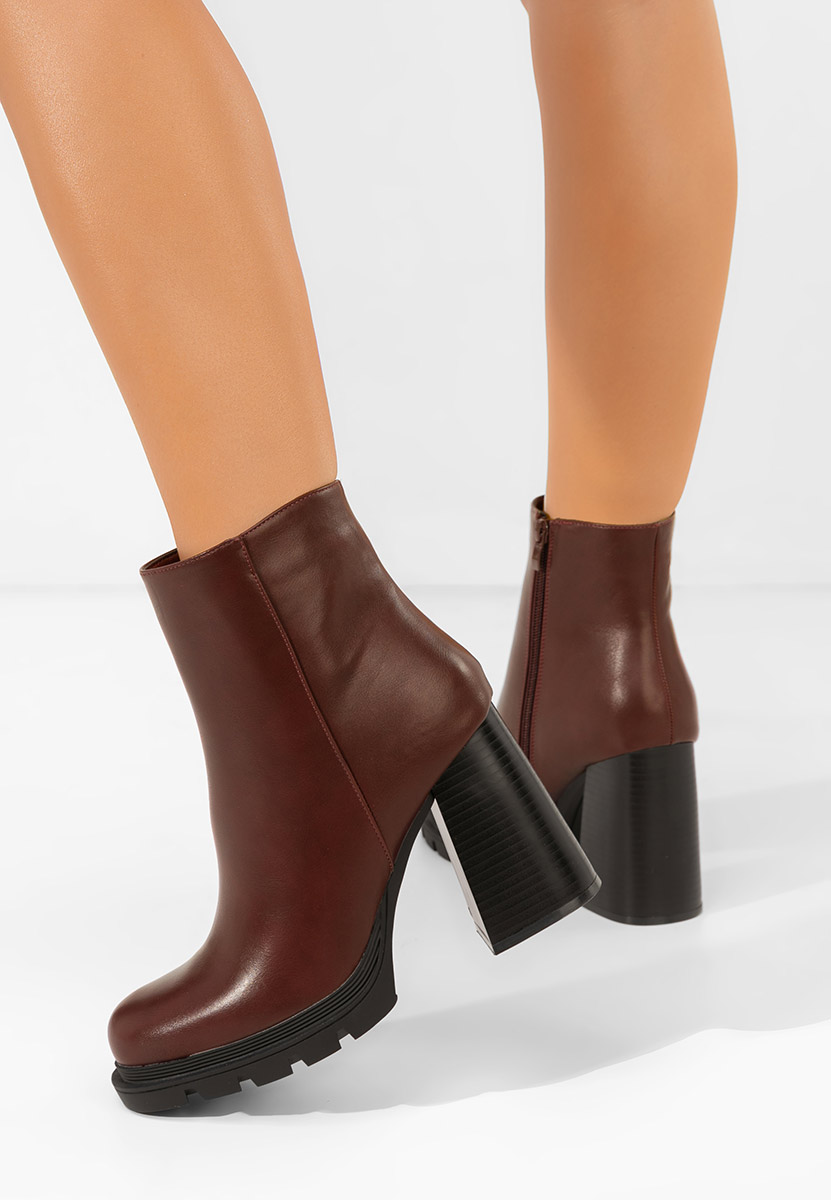 Botine cu toc gros Neolia grena