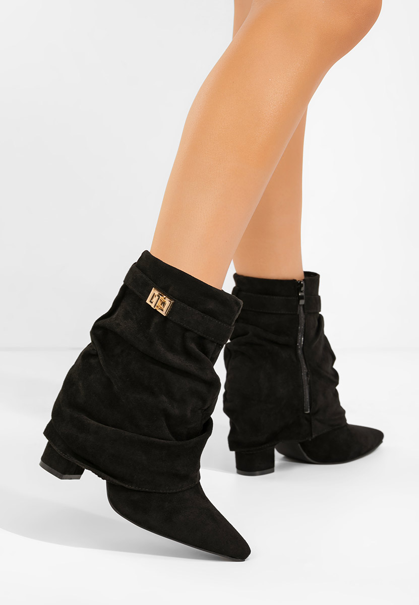 Botine cu toc gros Liamia negre