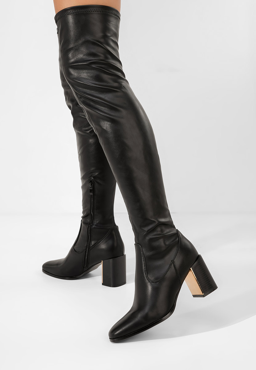 Cizme lungi peste genunchi Jeanne negre