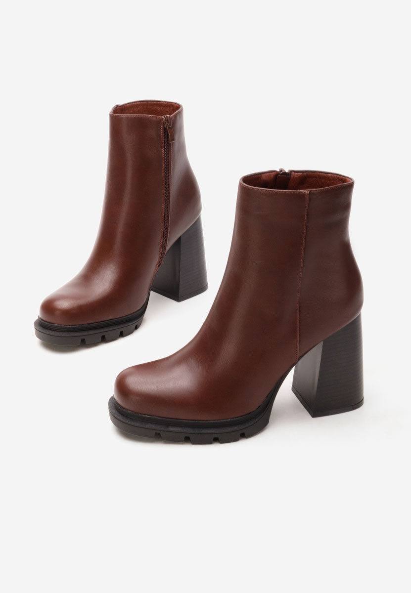 Botine cu toc gros Neolia grena