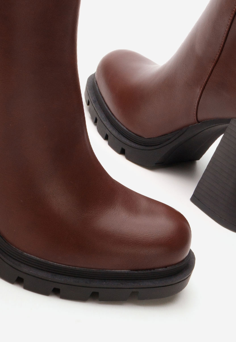 Botine cu toc gros Neolia grena