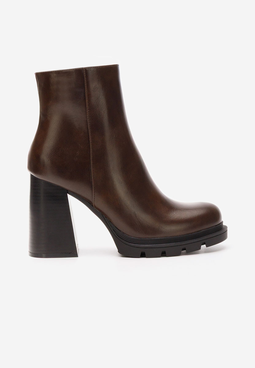 Botine cu toc gros Neolia maro