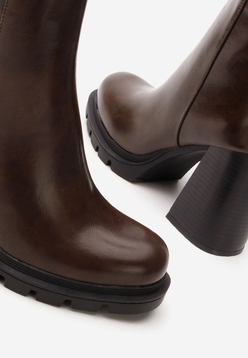 Botine cu toc gros Neolia maro
