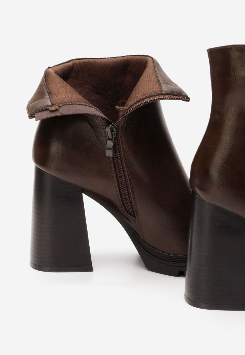 Botine cu toc gros Neolia maro