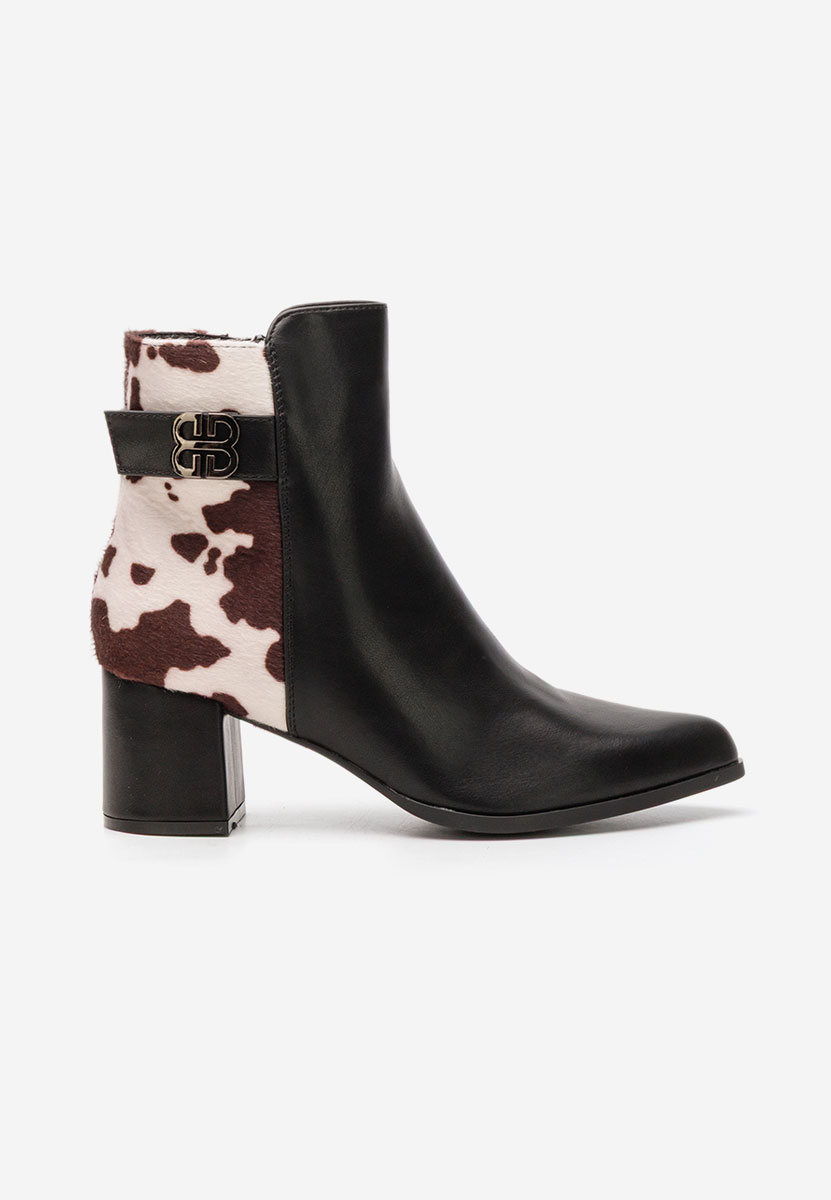 Botine cu toc gros Marivora negre